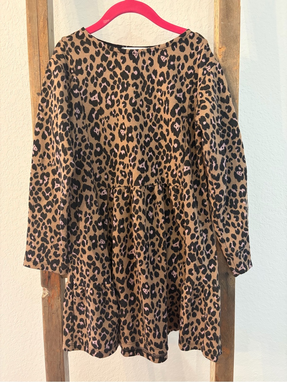 Zara Brown and Black Leopard Print Dress with Pink Accents